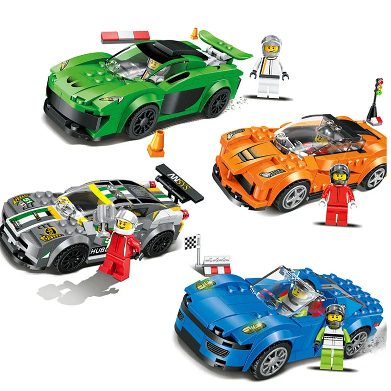 

Qunlong 4Pcs/set Sports Racing Car Model Super Racers Speed Champions Compatible with Legoings Minecrafted Action Figures
