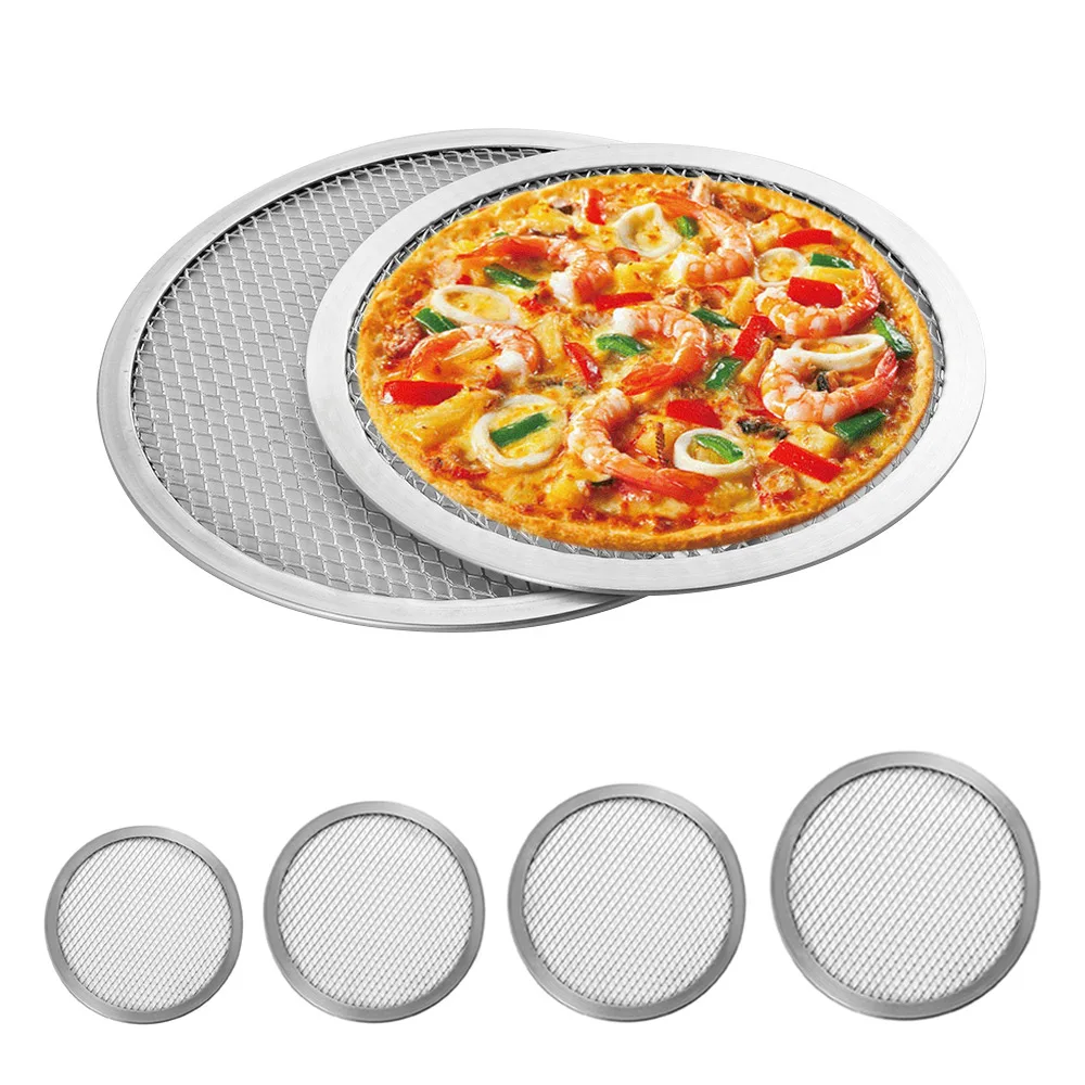 

6''-12'' Silver Aluminium Flat Mesh Pizza Screen Oven Baking Tray Net Cookware Plate Pan Cookware Pizza Tools