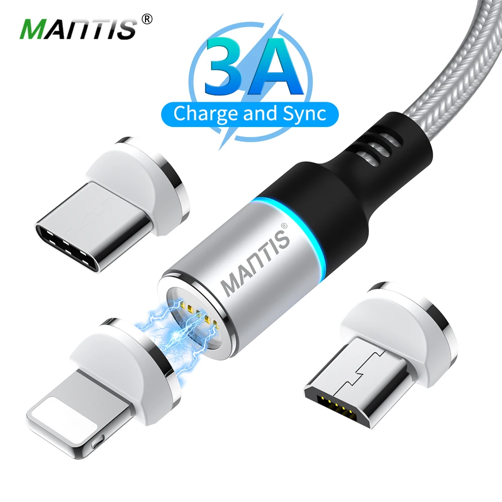 Магнитный кабель MANTIS Micro Usb для Iphone Samsung Galaxy S9 S8 Plus кабели Type C быстрая зарядка 3 0