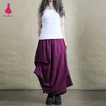 Женские шикарные льняные хлопковые асимметричные юбки длинные нестандартные 5 цветов