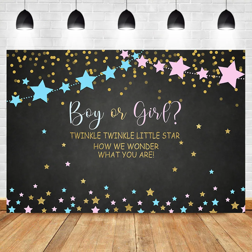 

NeoBack Twinke Twinkle Little Star Gender Reveal Backdrop Pink and Blue Baby Shower Party Background Cake Table Decorations