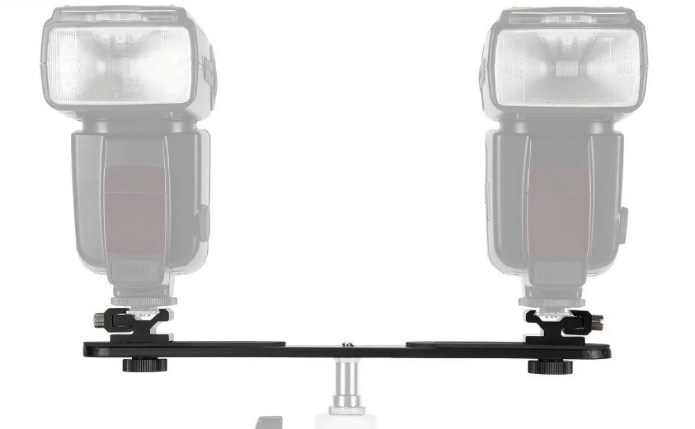 Dual Hot Shoe Flash Bracket Mount + 2pcs Hot Shoe Mounts Switcher Metal
