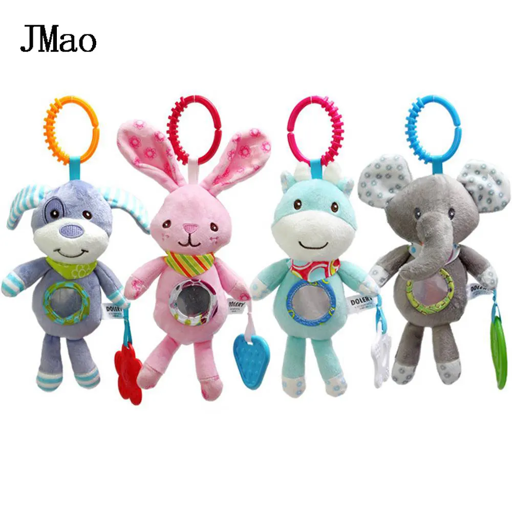 

JMao Baby Toys Funny Rattles Animal Stroller Toy Soft Teether Crib Mobile Wind Chimes Plush Toys For 0-12 Months Newborns