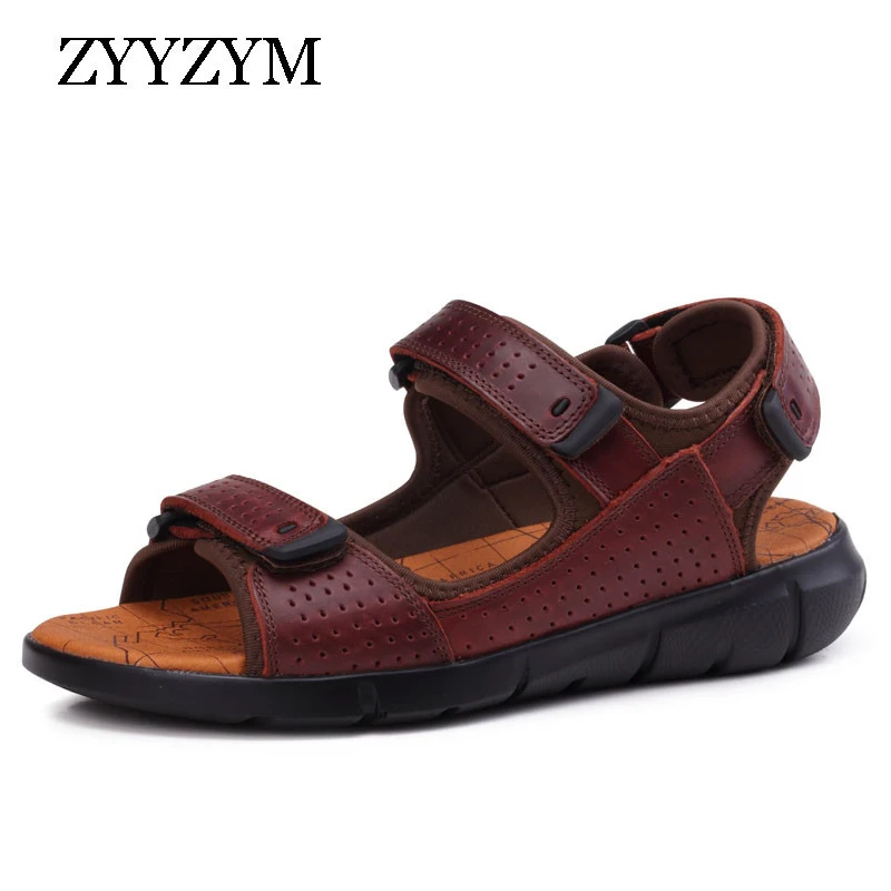 

ZYYZYM Sandals Men Genuine Leather Comfortable Men Summer Beach Shoes Big Size Superior qualitySandalias Men Sandals Slipper
