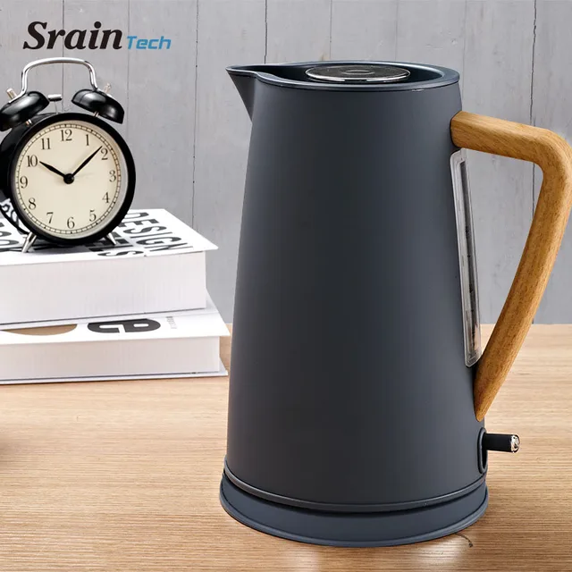 Sraintech 1800W Stainless Steel Electric Kettle with Wooden Plastic