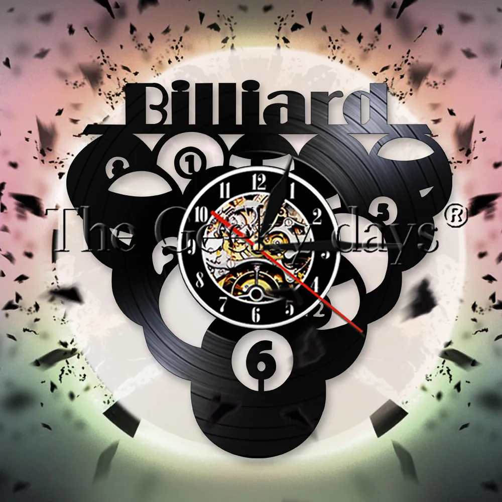 

Billiards Ball Pool Vinyl Record Wall Clock Snooker Players Pool Table Wall Clock Billiard Room Decor Watch Billiard Coach Gift