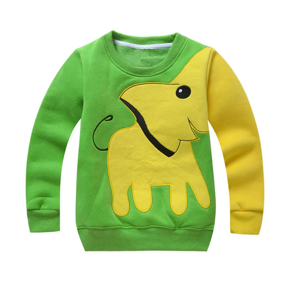 

Hot Kids Boys Long Sleeve Sweater Tops Color Block Animal Elephant Pattern Sweater T-shirt Size 1-5Y T