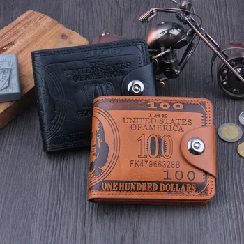 

Men Wallets Soft Pu Leather Hasp Designer Money Clip with Coin Pocket Purse 2019 Gift Card Hold Bag Black Dollar Color