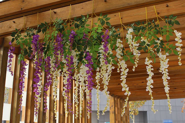

110cm/43.3" Artificial Wisteria Fake Hanging Flower Plant Vine Wedding party art hall office shop Home Garden Decor Supplies