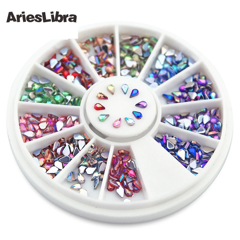 

AriesLibra AB Color 600pcs 12 Styles Drop Shaped Rhinestones for Nail Accessories Manicure Tool of Nail Art Decorations