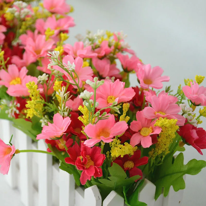 Свадебный декор, искусственная Цветочная подделка, Маргаритка в белом пикетке, забор, горшок, Луи, искусственные цветы, сад, маленькое растение