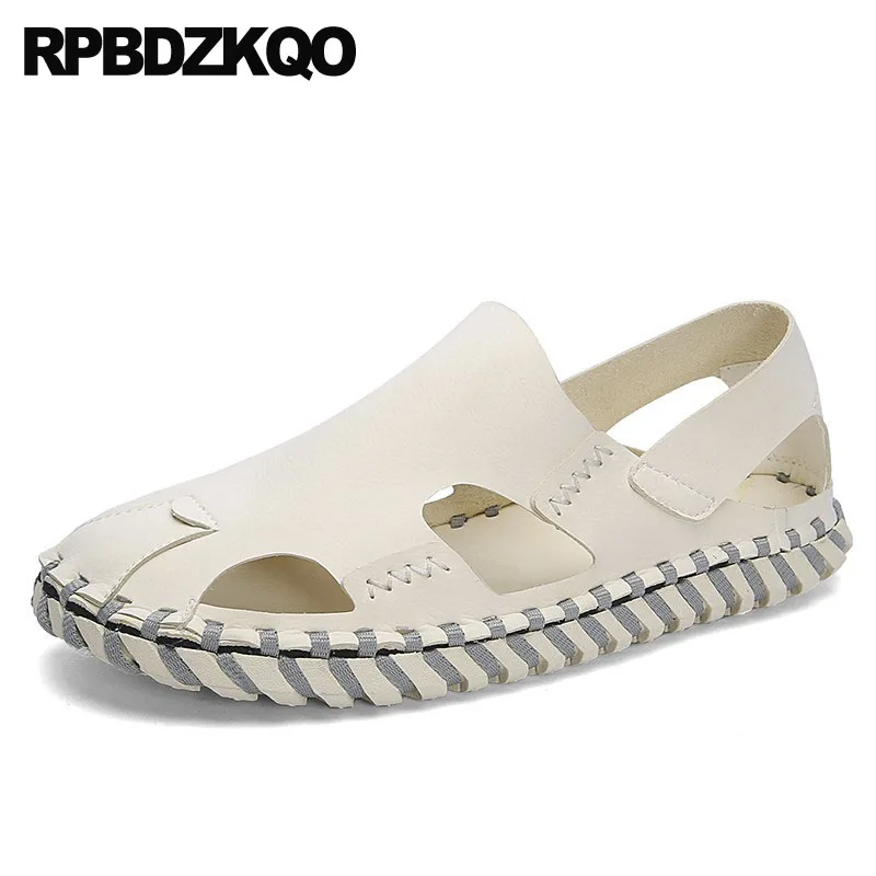 

closed toe flat sandals slip on luxury open native casual summer 2019 italian designer shoes men high quality genuine leather