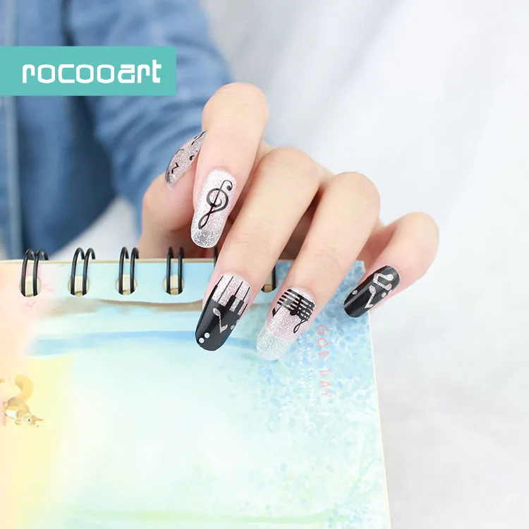 Rocooart музыкальные наклейки для ногтей маникюра Наклейки декора девочек Цветные