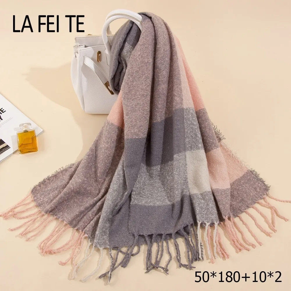 

Long Cashmere Winter Scarf Women Stoles Shawl Foulard Femme Neckerchief Pashmina Wool Hijab Plaid Blanket Women Scarf Warm 2019