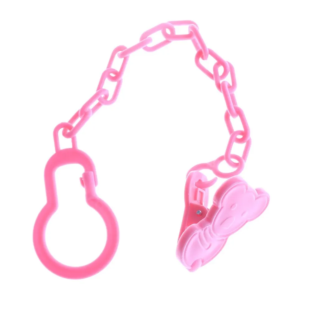 Мультяшная Детская Соска-пустышка с зажимом на цепочке, анти-потеря, пустышка, держатель для соски - Цвет: Розовый