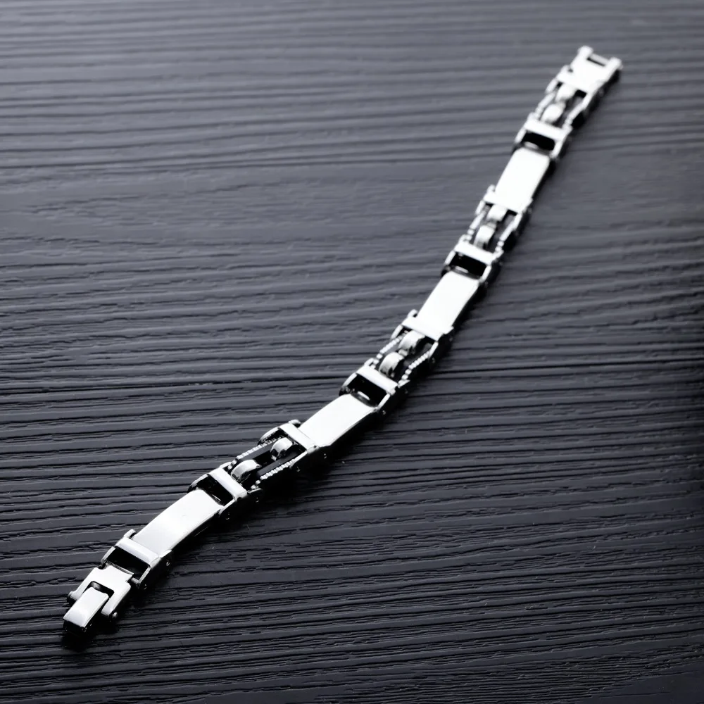 Fate Love Stainless Steel/Silicone Gel Cycling Bracelet Hight Polishing Gear Wheel Punk Style For Men FL958 220mm