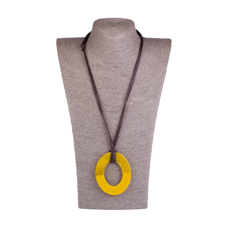 Guanlong, классическое модное акриловое ожерелье s, женское с большим полимерным круглым геометрическим розовым кулоном, Длинные Кожаные Цепочки, ожерелье, подарки - Окраска металла: yellow