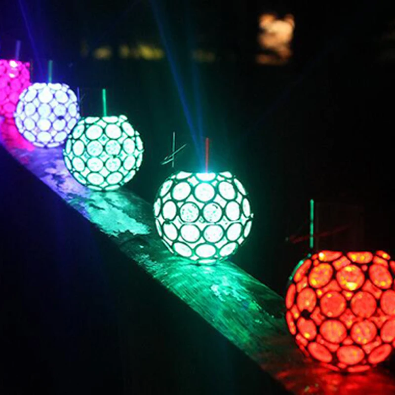 Solar Lamp Outdoor Waterproof LED Solar Light Colorful Hollow Ball Hanging Lamp LED Solar Powered Control Lamps Light Yard Lamp (5)