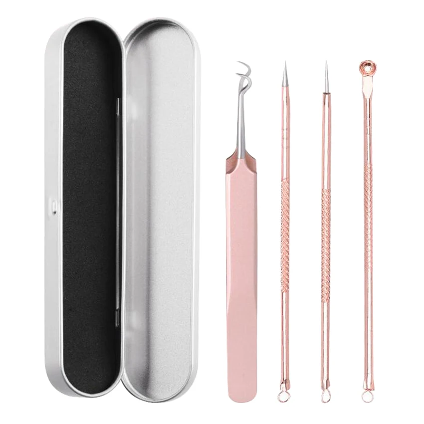 4Pcs/Set Blackhead Acne Stainless Steel Pimple Extractor Remover