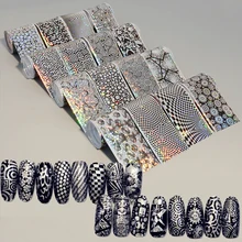 16 шт. Голографическая фольга на ногти лазерные ногти художественные Переводные картинки наклейка s 1 рулон 4*100 см красочные цветы изображение печать ногтей стикер