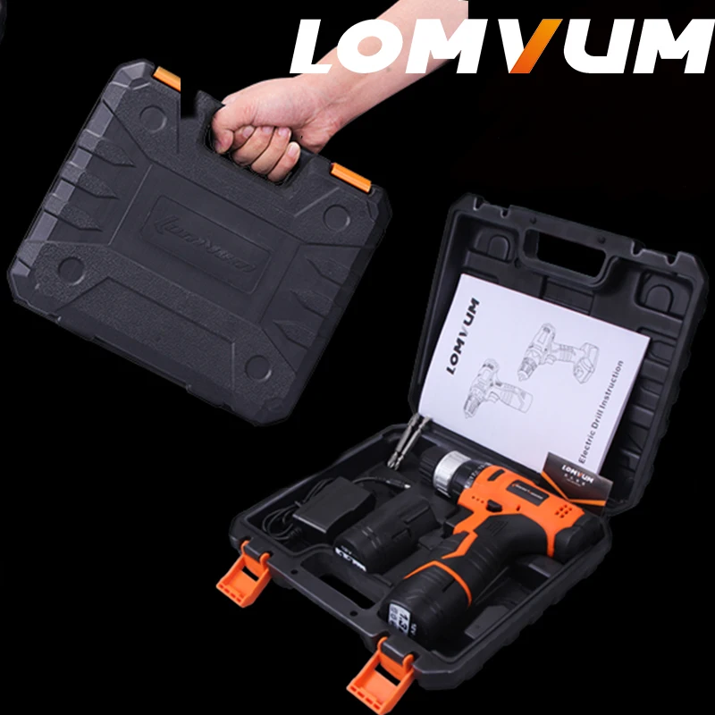 Дрель шуруповерт LOMVUM аккумуляторная ударная с литий ионным аккумулятором 12