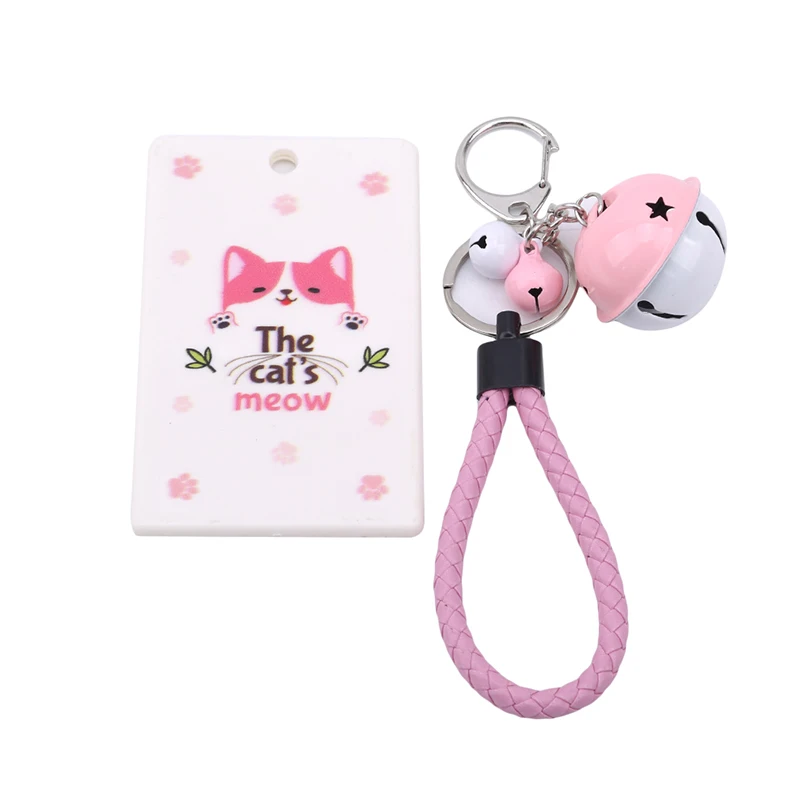 

Cartoon Handbag Pendant Keyrings Key Chain Holder With Student Bus Card Cover Creative Bell Lanyard Card Set