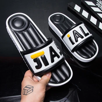 

Men Slippers 2019 Summer Flat Men Shoes Comfort Beach Slippers Wedge Red White Flip Flops Men Slides Slippers Claquette Homme