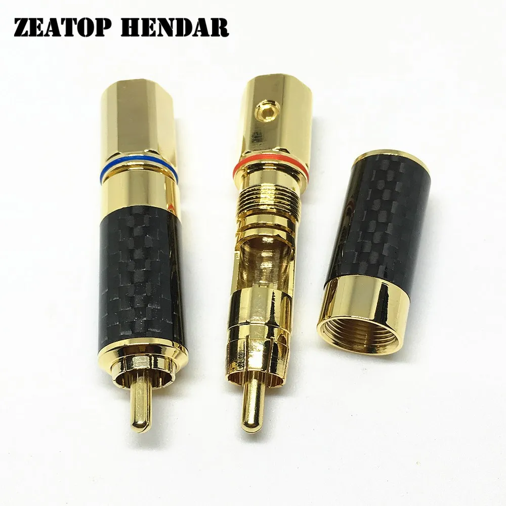 8Pcs Audiophile Eutectic Copper 24K Gold Plated RCA Male Jack Wire