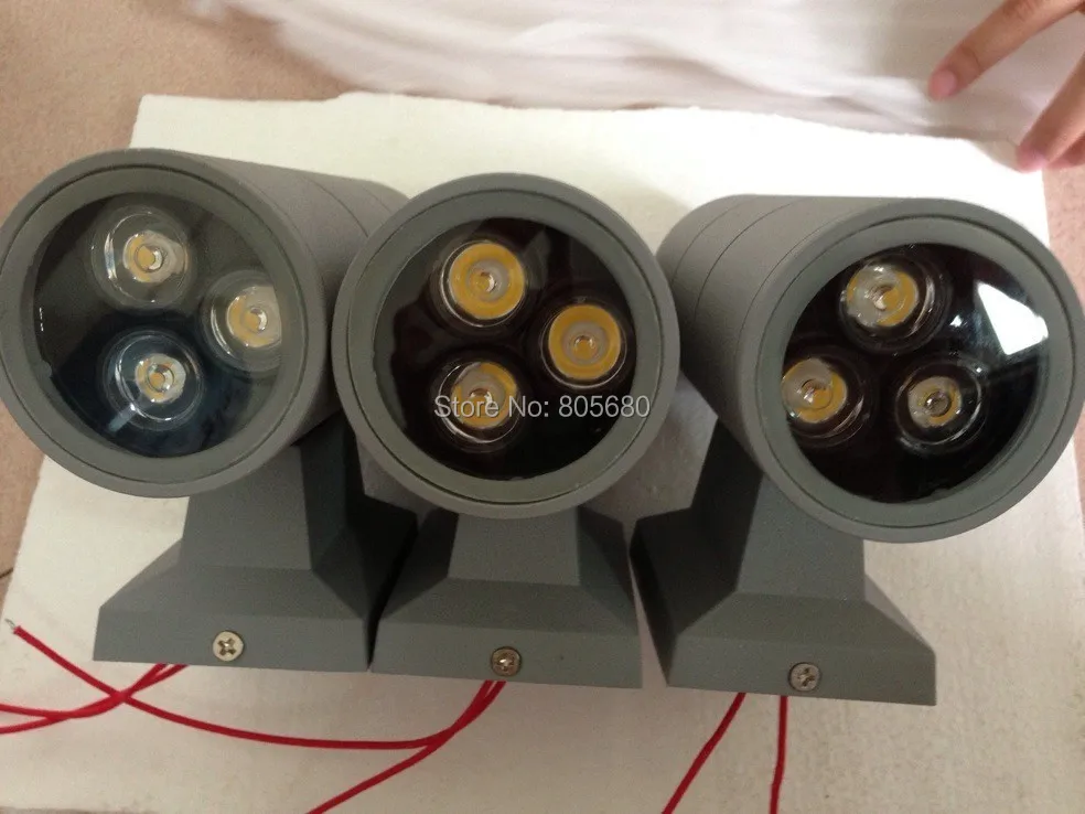 

Promotion!!! High Power 6*1 W Wall Mounted Light/ up down led wall lamp outdoor IP65 led wall lighting 10pcs/lot