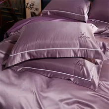 Enipate 1 Pair Luxury Embroidery Pillow Cases Washed silk LOVE Super Soft Couple Pillowcase Bedroom Pillow
