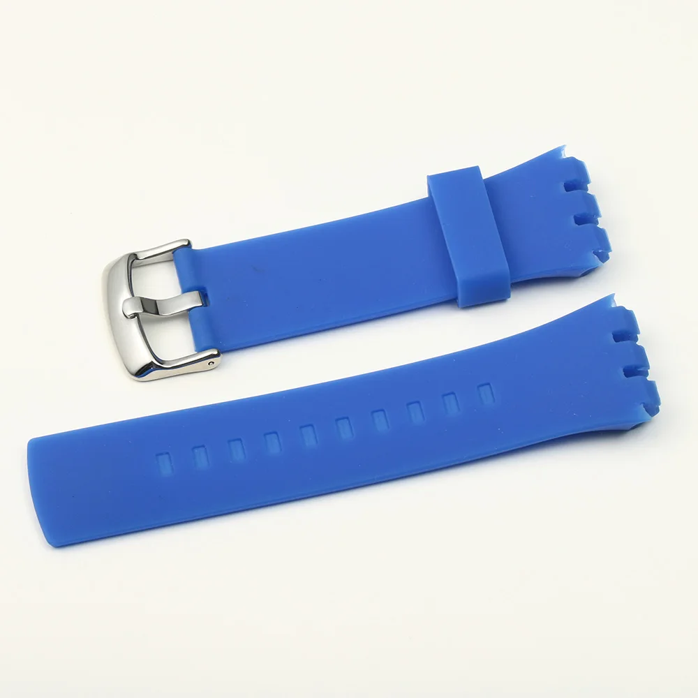 24 мм силиконовый ремешок для часов Swatch сенсорный ремешок штырь на замену пряжки резиновый браслет аксессуары - Цвет ремешка: Синий