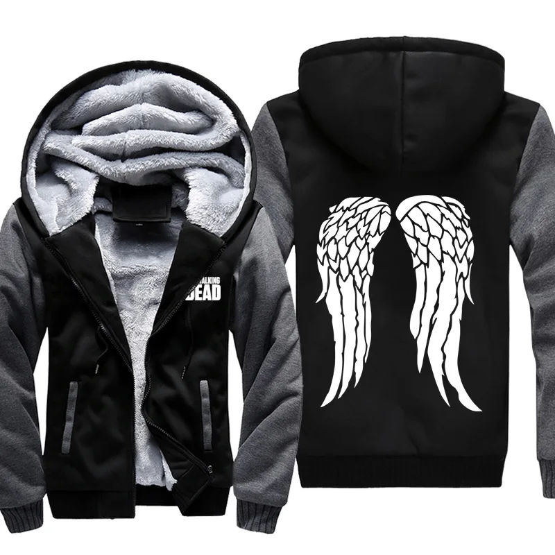 Grey Дропшиппинг хип-хоп Sudaderas зимний теплый свитер куртка зимняя уличная утолщенная толстовка с капюшоном пальто Ходячие мертвецы плюс 6XL - Цвет: Grey