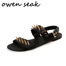 Owen Seak/мужские сандалии-гладиаторы; черные сандалии в римском стиле; обувь с высоким берцем; шлепанцы для взрослых; летние мужские сандалии на шнуровке