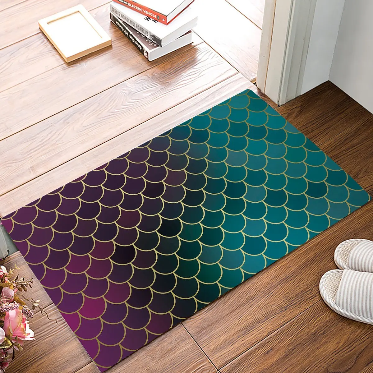 Gradient Fish Scale Door Mats Kitchen Floor Bath Entrance Rug Mat