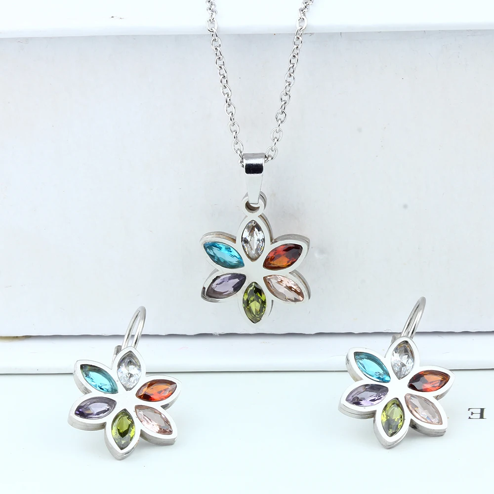 XUANHUA Stainless Steel Wedding Jewelry Sets For Women Necklace Earrings Set Summer Fashion jewellery Accessories 5