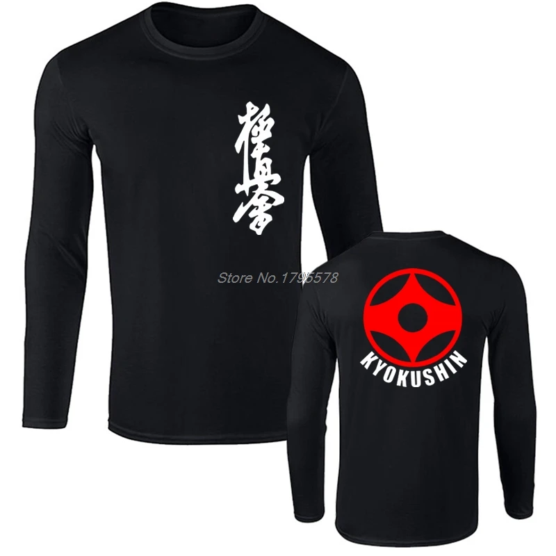 Мужские хлопковые футболки с длинным рукавом Homme Tees Kyokushin Karate Masutatsu Oyama японская
