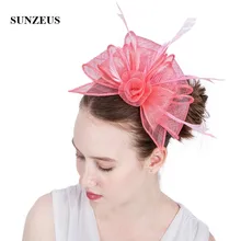 Постельное белье с цветами Свадебная шляпка с перьями для невесты Женская Очаровательная шляпа Элегантная с расческой Аксессуары для новобрачных para el cabello SH77