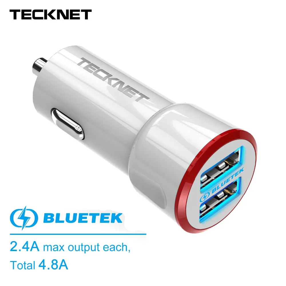 

TECKNET Dual 2 Port USB Car Charger Adapter 5V4.8A 25W Mini Car Charger Cigar Lighter Socket For iPhone 7 Samsung Edge Xiaomi