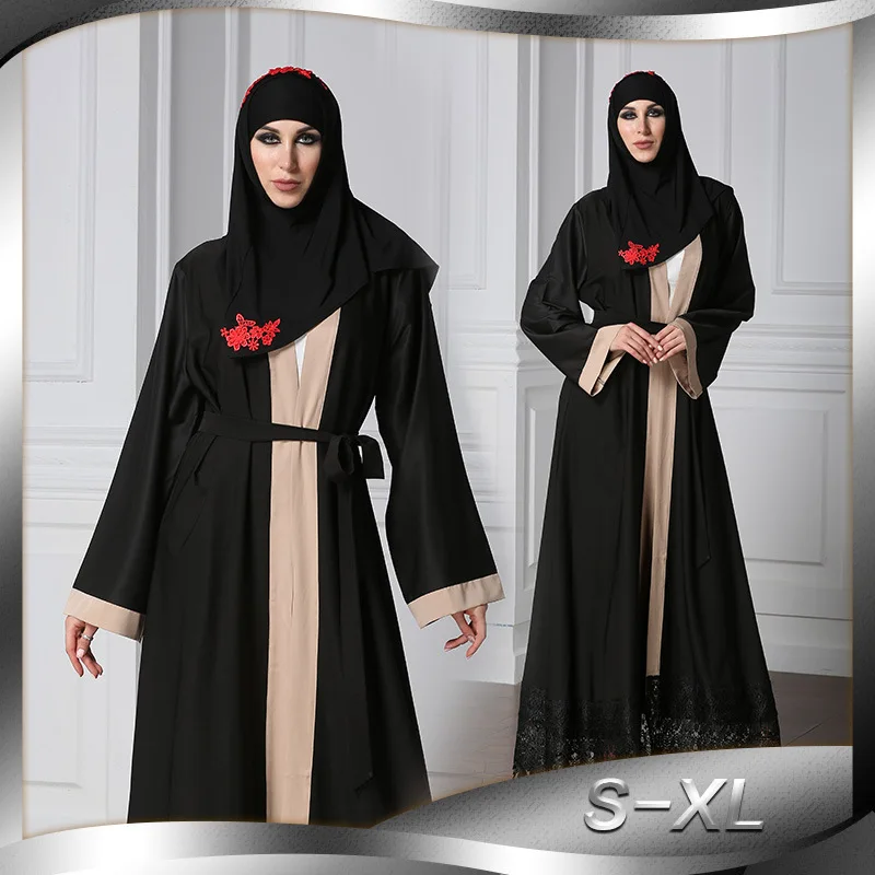 

2019 Women Muslim Abaya Dress Cardigan Club Party arabic Dress Black Prayer Dress Robe Arabe Musulman Abayas para las mujeres