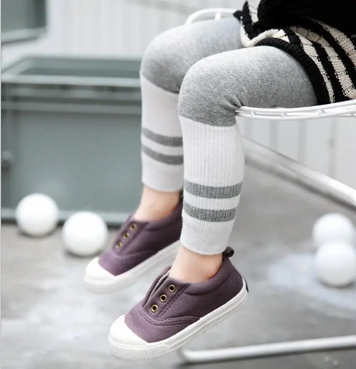 

Autumn and winter new pantyhose double needle stripe fight color cotton boys girls sports leggings