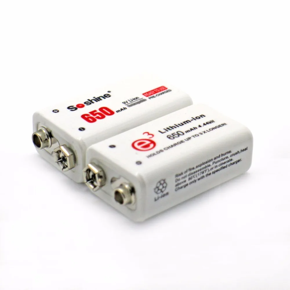 Tanie Soshine 2pc 650mAh 9V 6F22 Li ion akumulator litowy do gitary elektroniczny dym