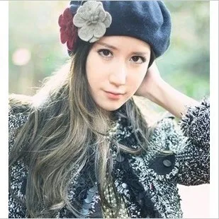 

Women Wool Beanies Hat Fashion Flowers Autumn Winter Cap Black Blue Color Russia Hats Adults plain fitted hats CP039