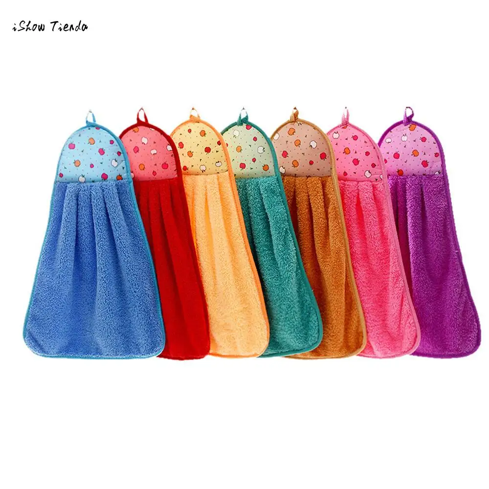 

ISHOWTIENDA New 1pc 32*43cm Plush Fabric Bathing Towel Bathroom Accessories Set Hand Towel Soft Plush Hanging Wipe Bathing Towel