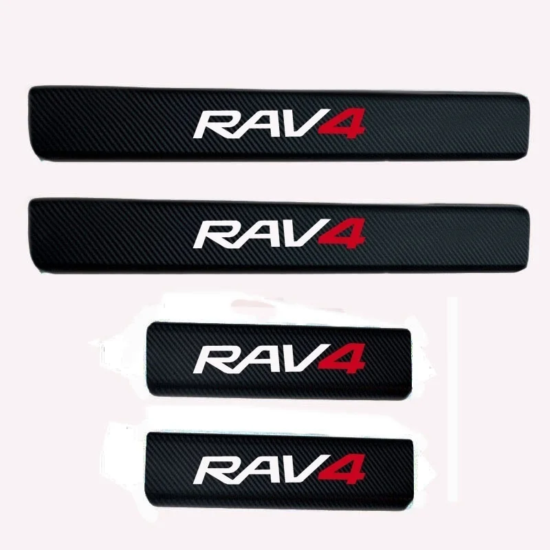 

Carbon Fiber Vinyl Sticker Car Door Sill Protector Scuff Plate For Toyota RAV4 Car Accessories