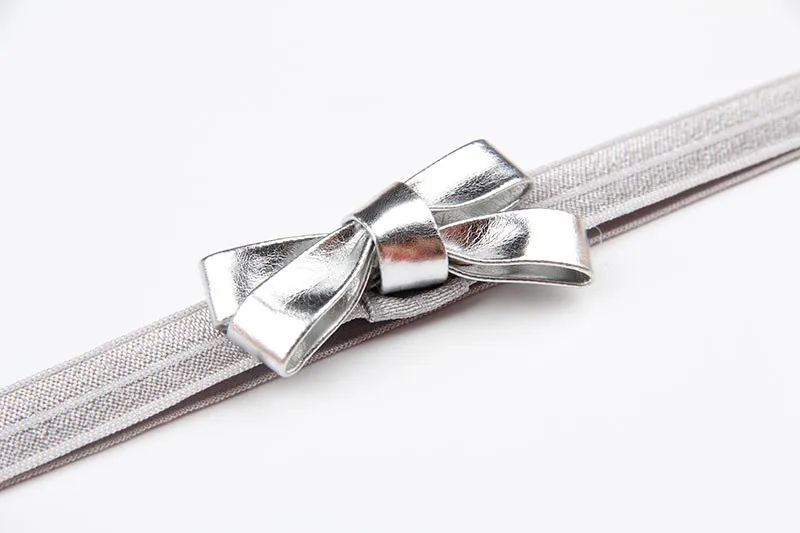 Baby Girls Gold&Silver PU Bow Headband Kids Leather Bowknot Hairband Headwear Newborn Hair Band Accessories baby accessories basket