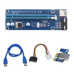 1 упаковка 60 см PCI-E Extender PCI Express Riser Card 1x к 16x USB 3,0 SATA к 4Pin IDE Molex адаптер для добычи Bitcion шахтер