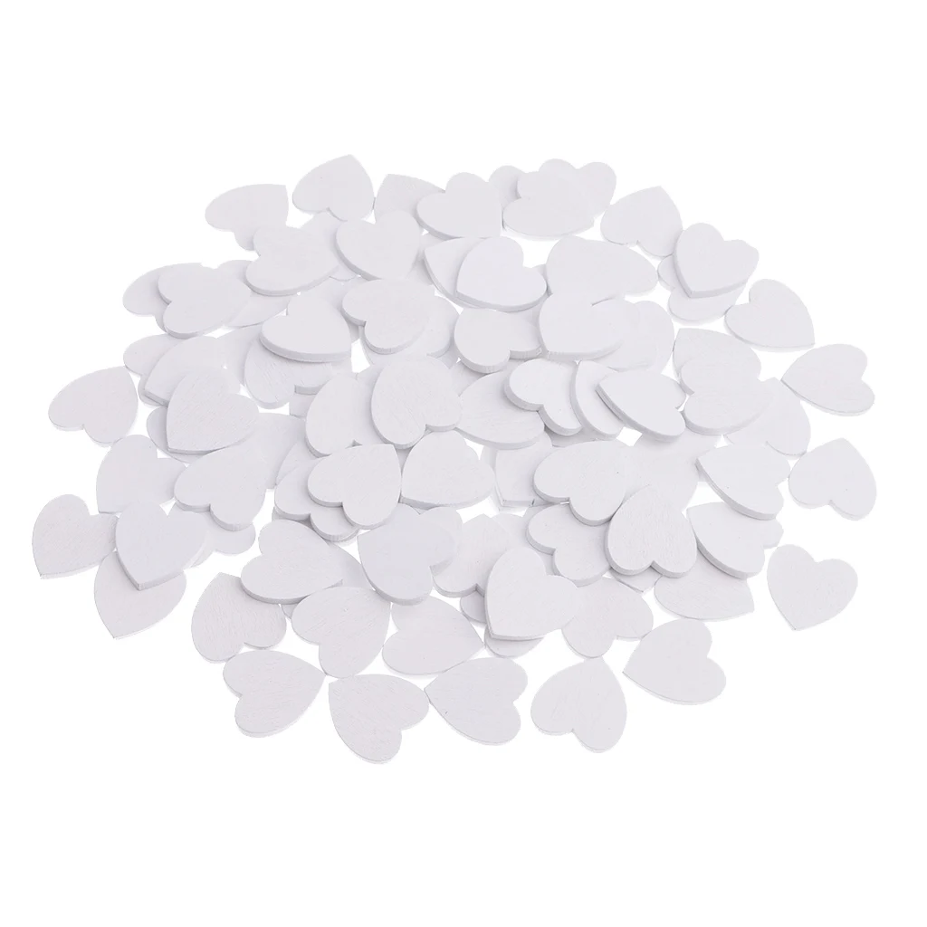 100 Pieces 20mm Mini White Blank Heart Wood Slices Discs Wood Heart Love Shapes Crafts Supplies Wedding Decoration Ornaments