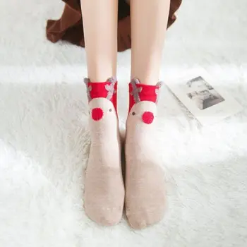 

XMAS Adorable Cartoon Socks 4 Pairs Set Unisex Socks Gift Xmas Cute 100% Soft Cotton Blended warm Sock Christmas Best Gift