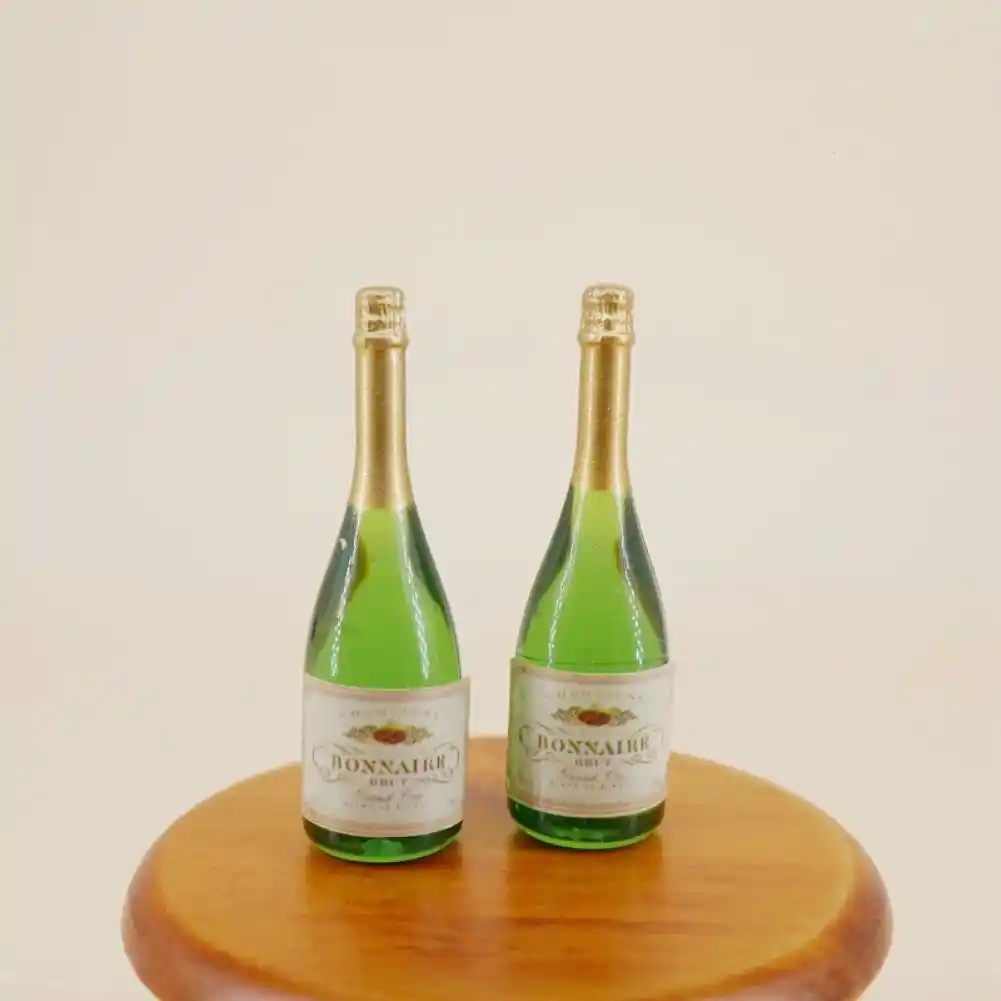 2 pçs mini simular garrafas de champanhe para 1:12 casa boneca ornamento acessórios garrafas de champanhe modelos para bonecas casa kicten
