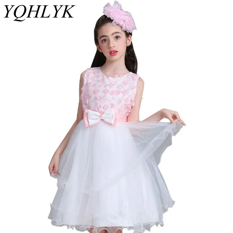

New Fashion Autumn Winter Girl Dress 2018 Korean Children Bowknot Lace Prom Princess Dresses Sweet Elegant Kids Clothes W141